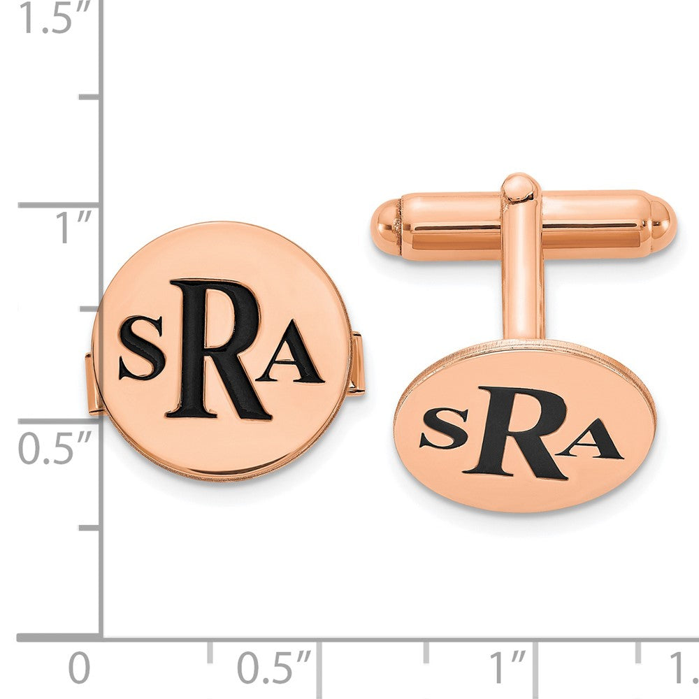 SS/Rose-plated Epoxy Letter Monogram Cuff Link
