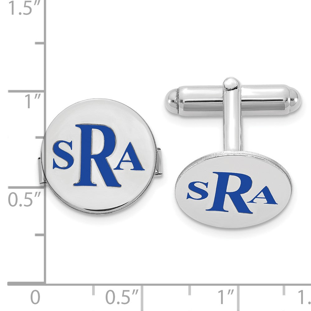 SS/Rhodium-plated Epoxy Letter Monogram Cuff Link