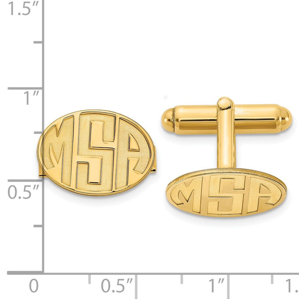 SS/Gold-plated Recessed Letter Oval Monogram Cuff Link