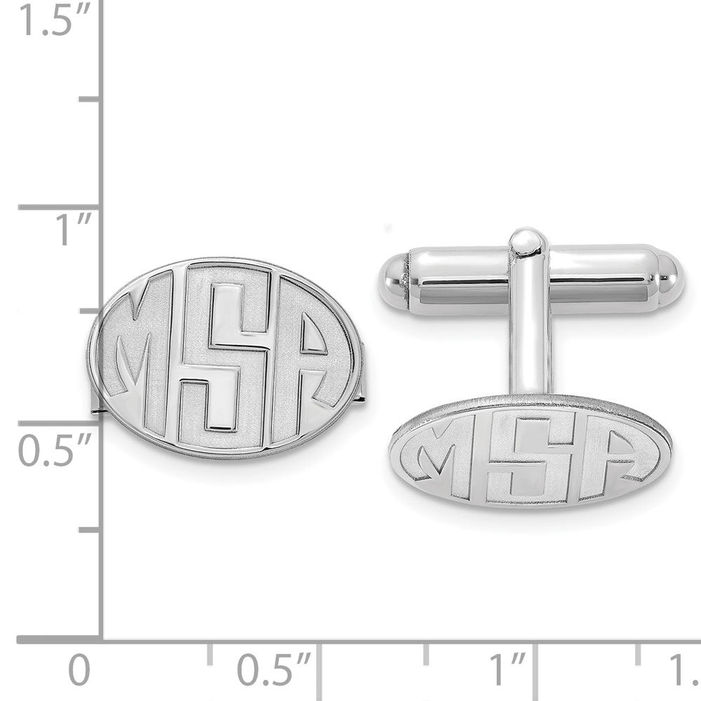SS/Rhod-plated Recessed Letter Oval Monogram Cuff Link