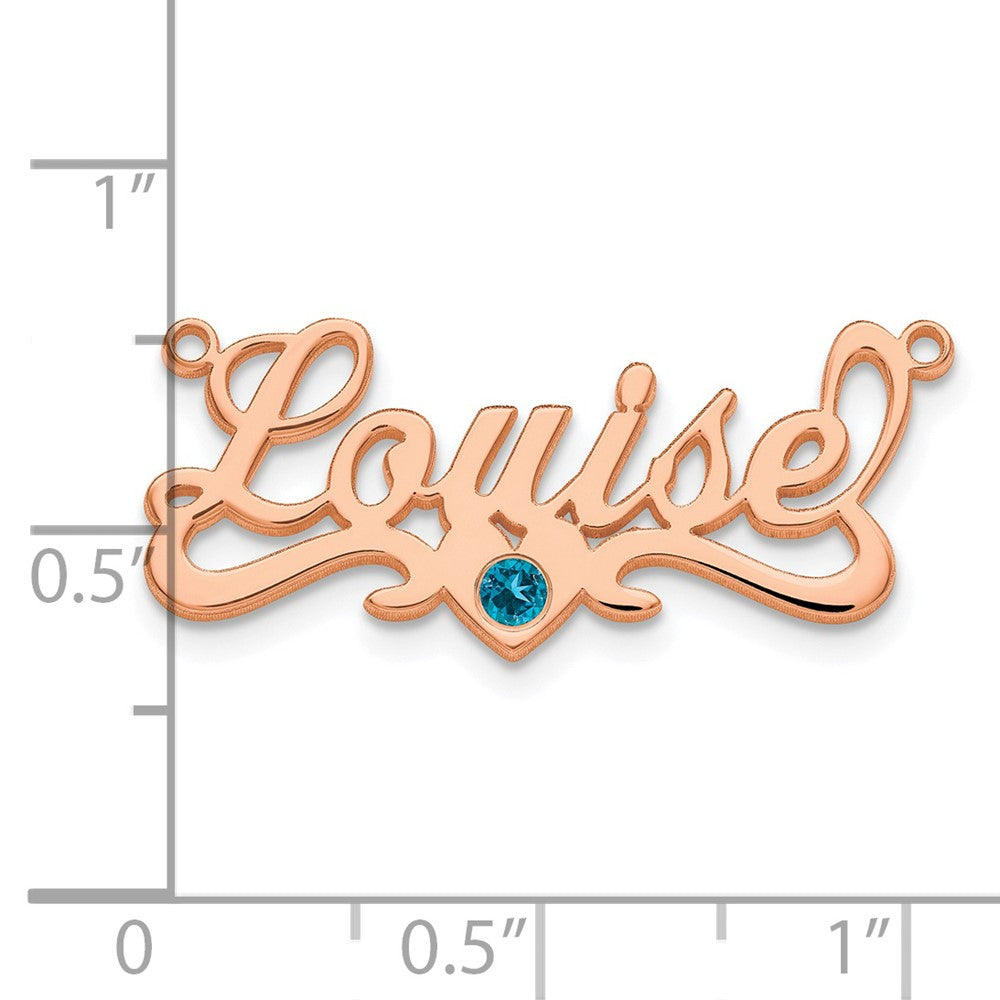 SS/Rose-plated with Gold-plated Bezel Birthstone Heart Name Plate