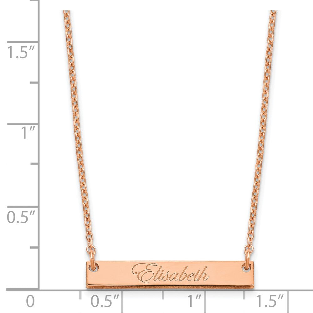 Sterling Silver/Rose-plated Small EDWARDIAN SCRIPT Bar Necklace