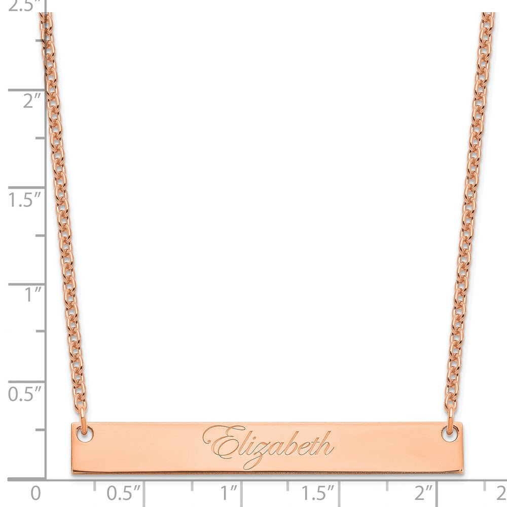 Sterling Silver/Rose-plated Large EDWARDIAN SCRIPT Bar Necklace