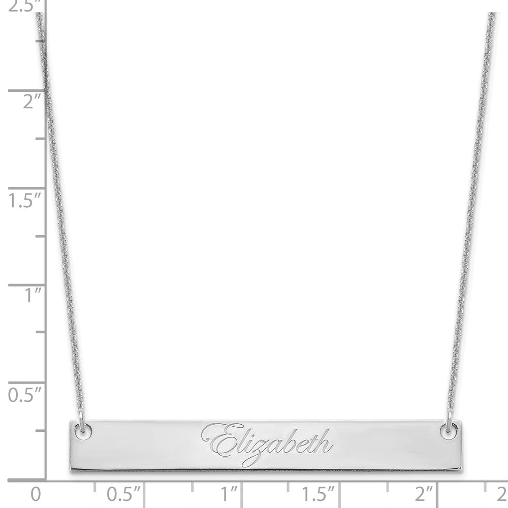10k White Gold Large EDWARDIAN SCRIPT Bar Necklace