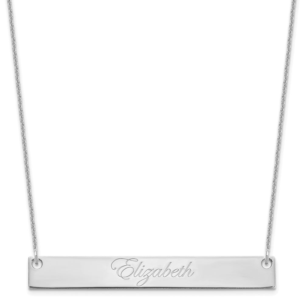 10k White Gold Large EDWARDIAN SCRIPT Bar Necklace