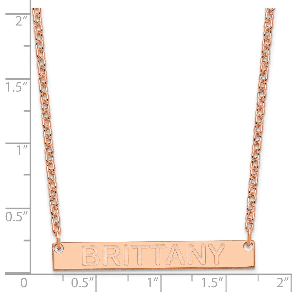 SS/Rose-plated Medium Capitalized ARIAL ROUNDED Bar Necklace