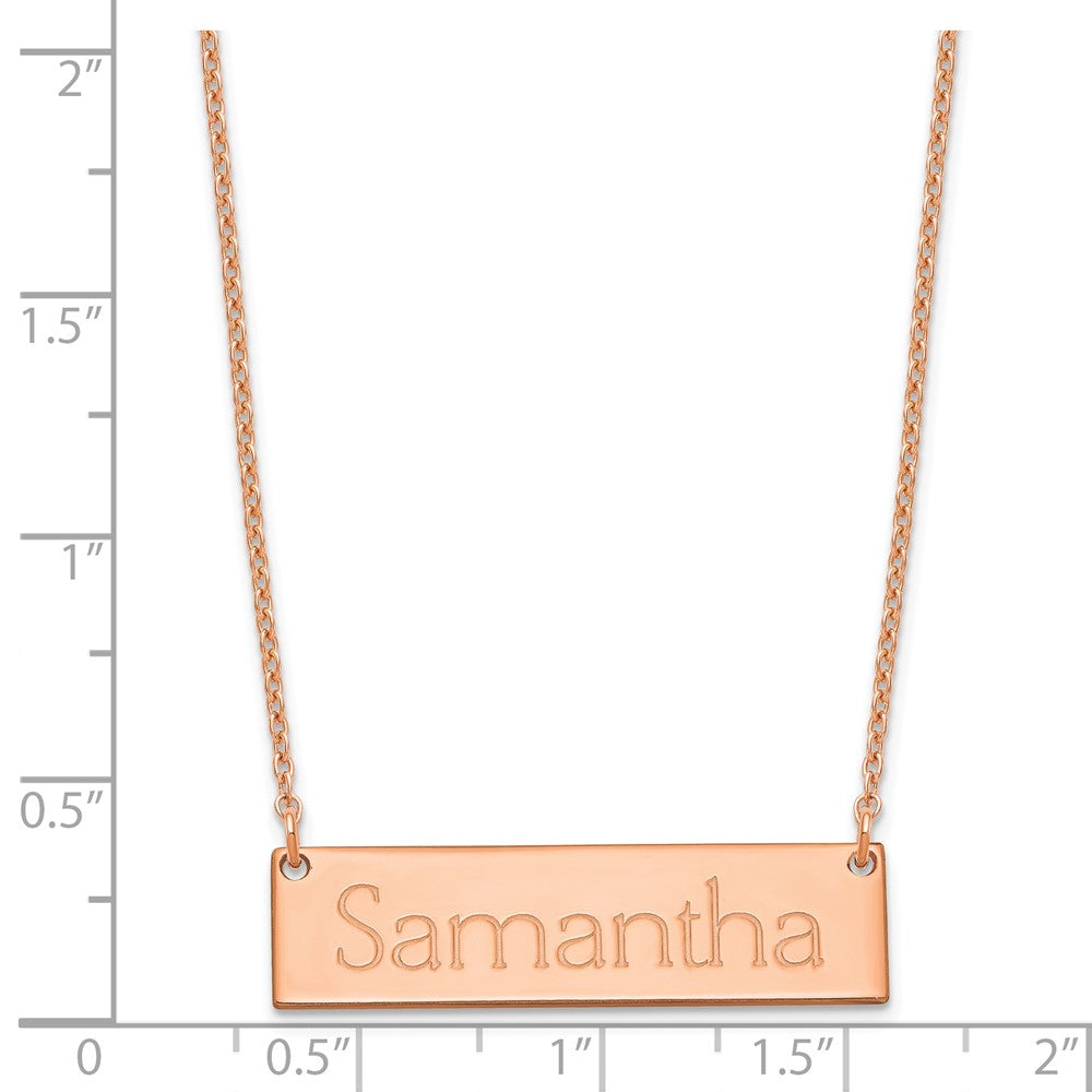 Sterling Silver/Rose-plated Small Name Bar Necklace
