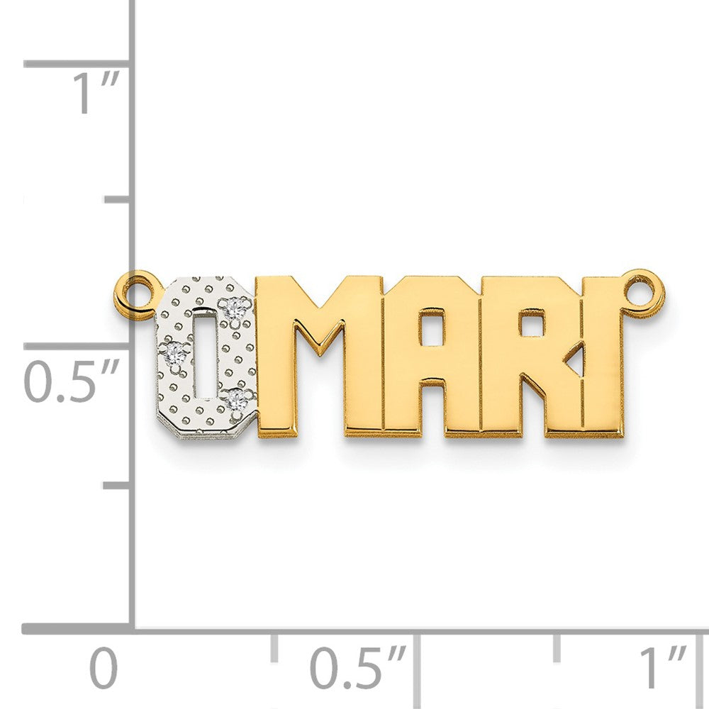 14k Yellow Gold Rhodium Diamond Name Plate