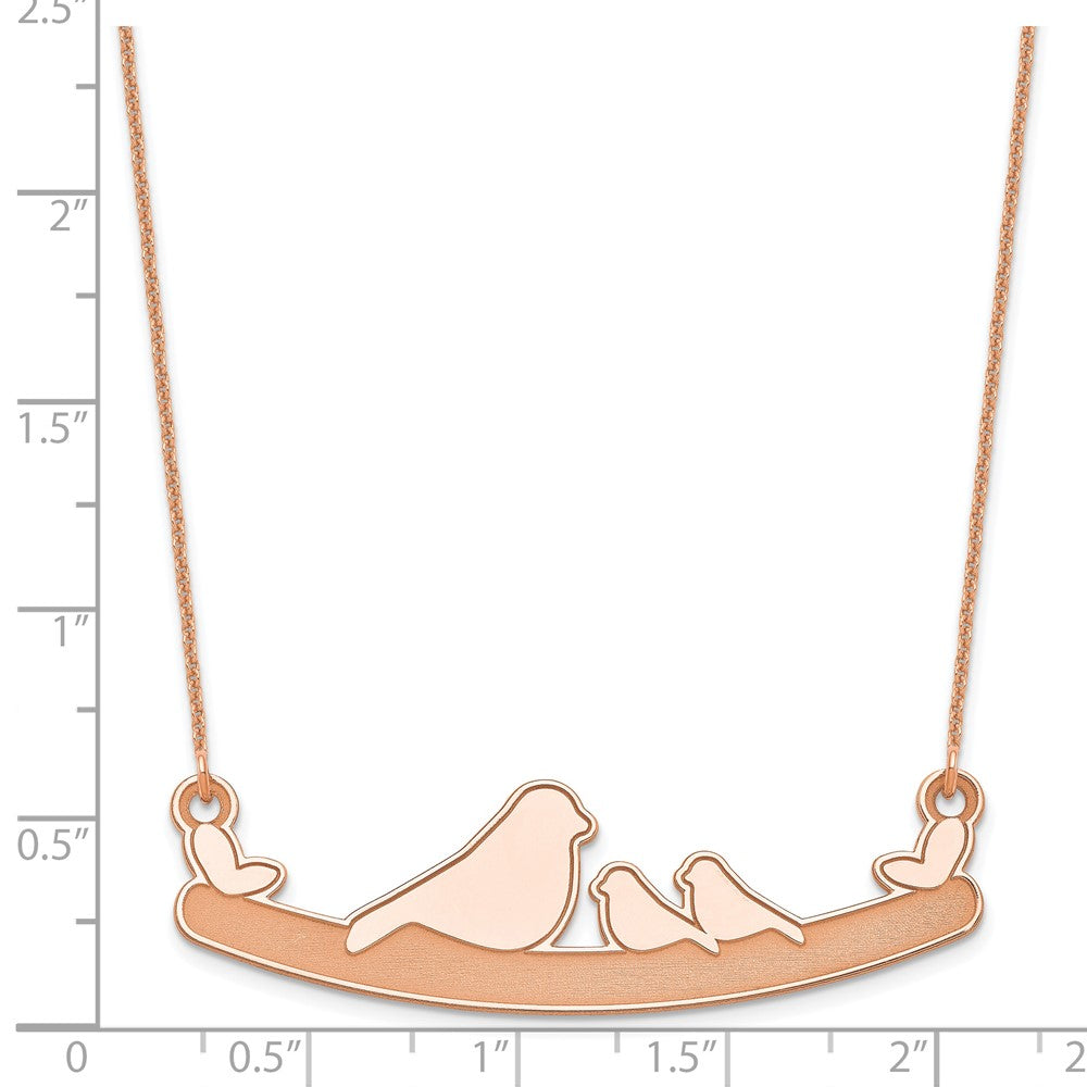 14k Rose Gold Mom and 2 Birds Necklace