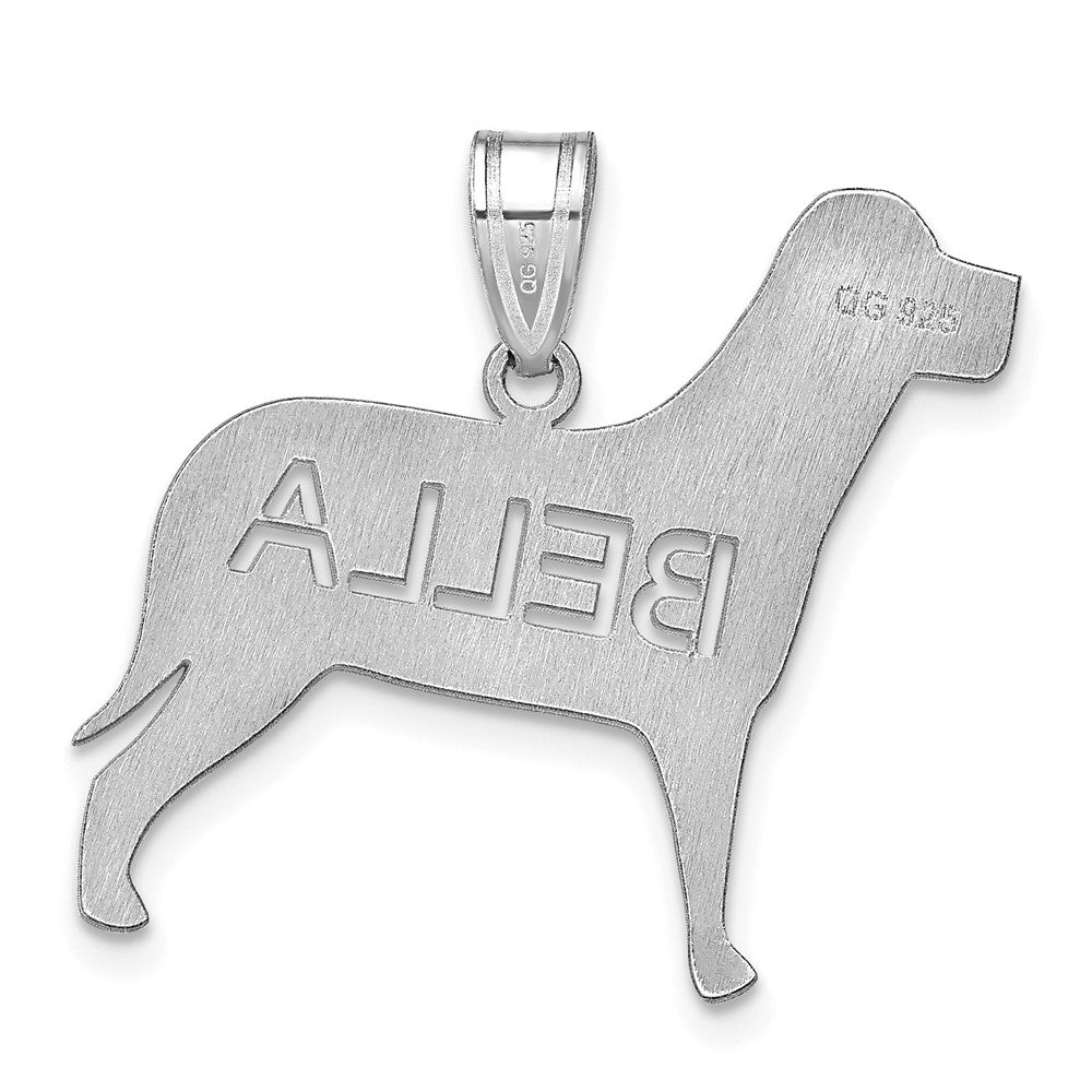 10k White Gold Dog with Cut-out Name Pendant