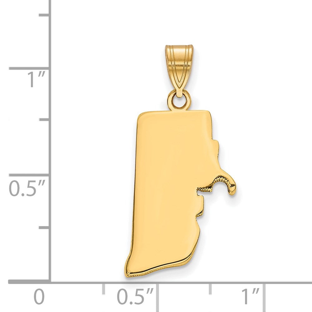 Sterling Silver/Gold-plated Rhode Island State Pendant