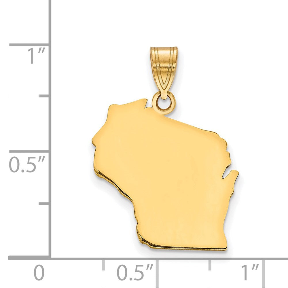 Sterling Silver/Gold-plated Wisconsin State Pendant