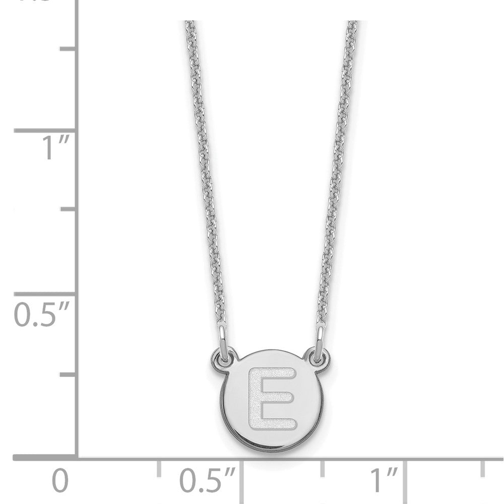 14kw Tiny Circle Block Letter E Initial Necklace