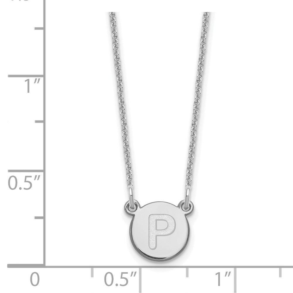 14kw Tiny Circle Block Letter P Initial Necklace