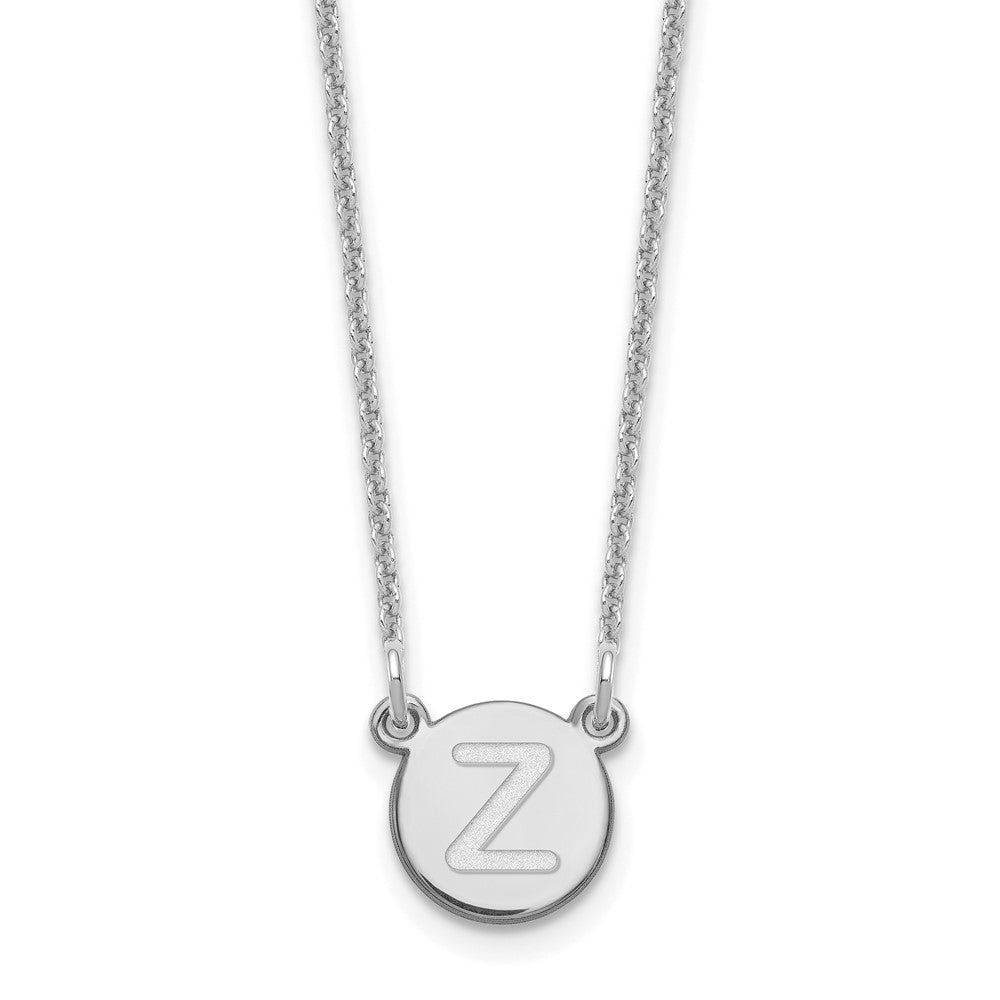 14kw Tiny Circle Block Letter Z Initial Necklace