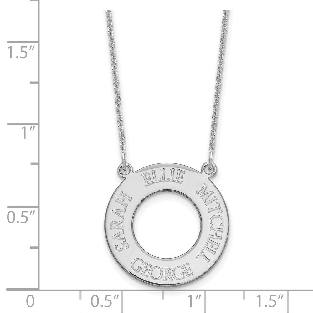 10k White Gold Circle with 4 Name Necklace