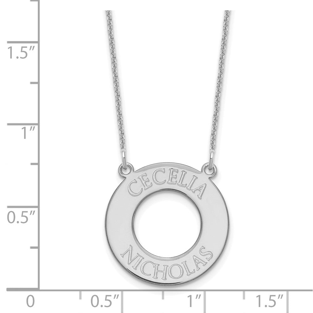 10k White Gold Circle with 2 Name Necklace