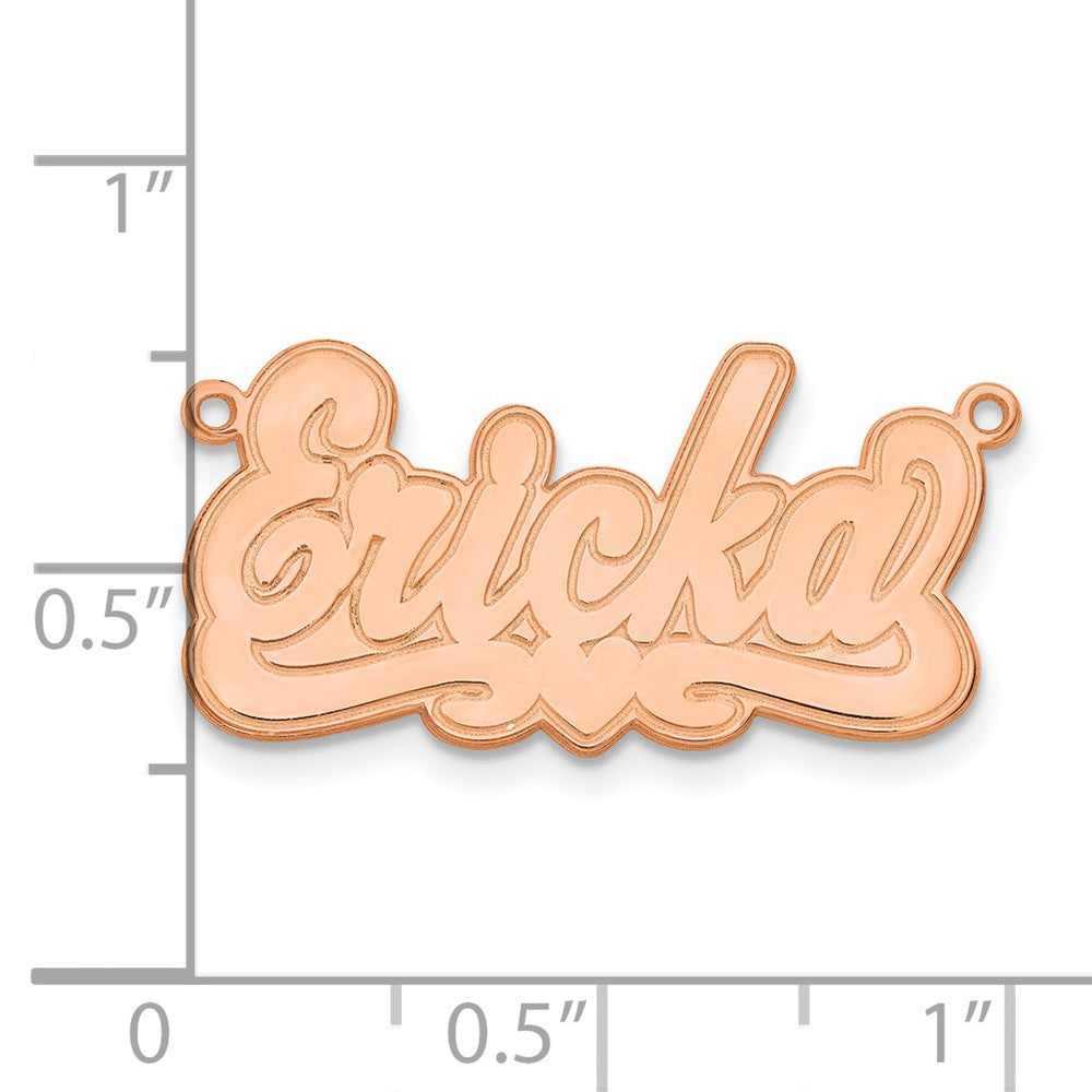 14k Rose Gold Etched Heart Name Plate