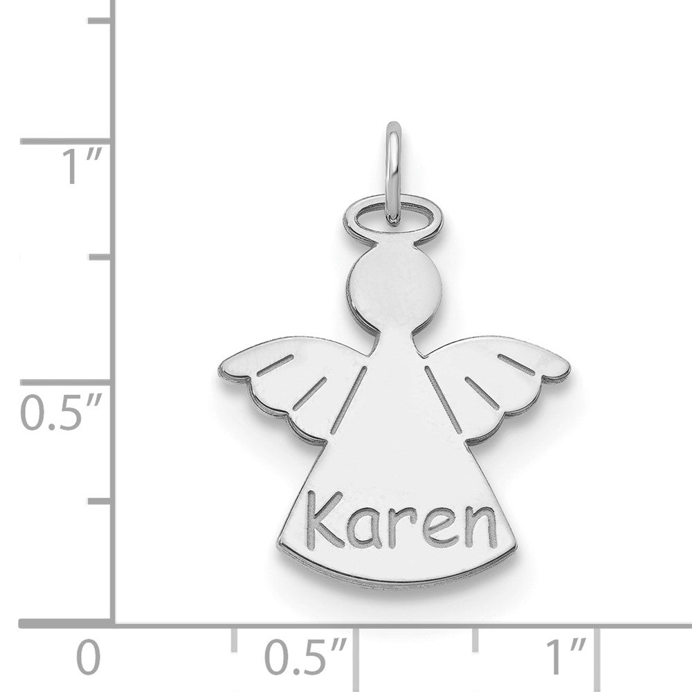10k White Gold Personalized Angel Charm