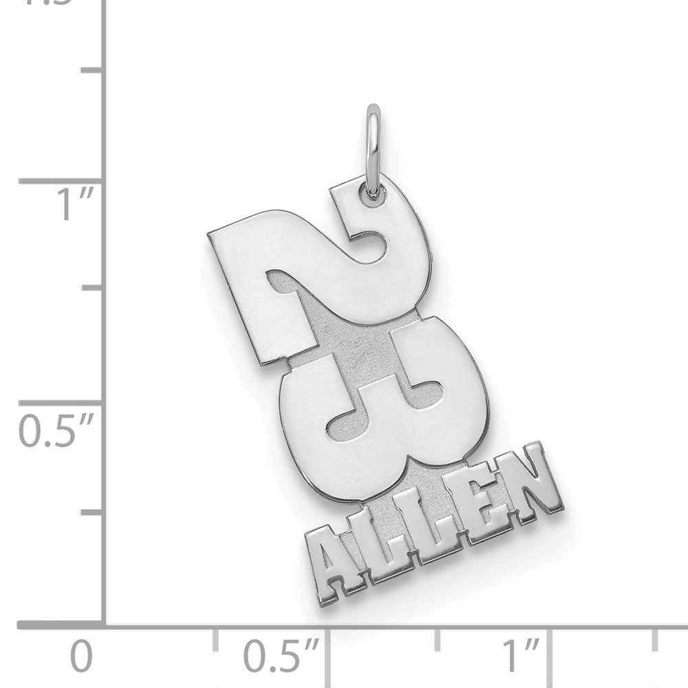 10k White Gold Stacked Number and Name Charm