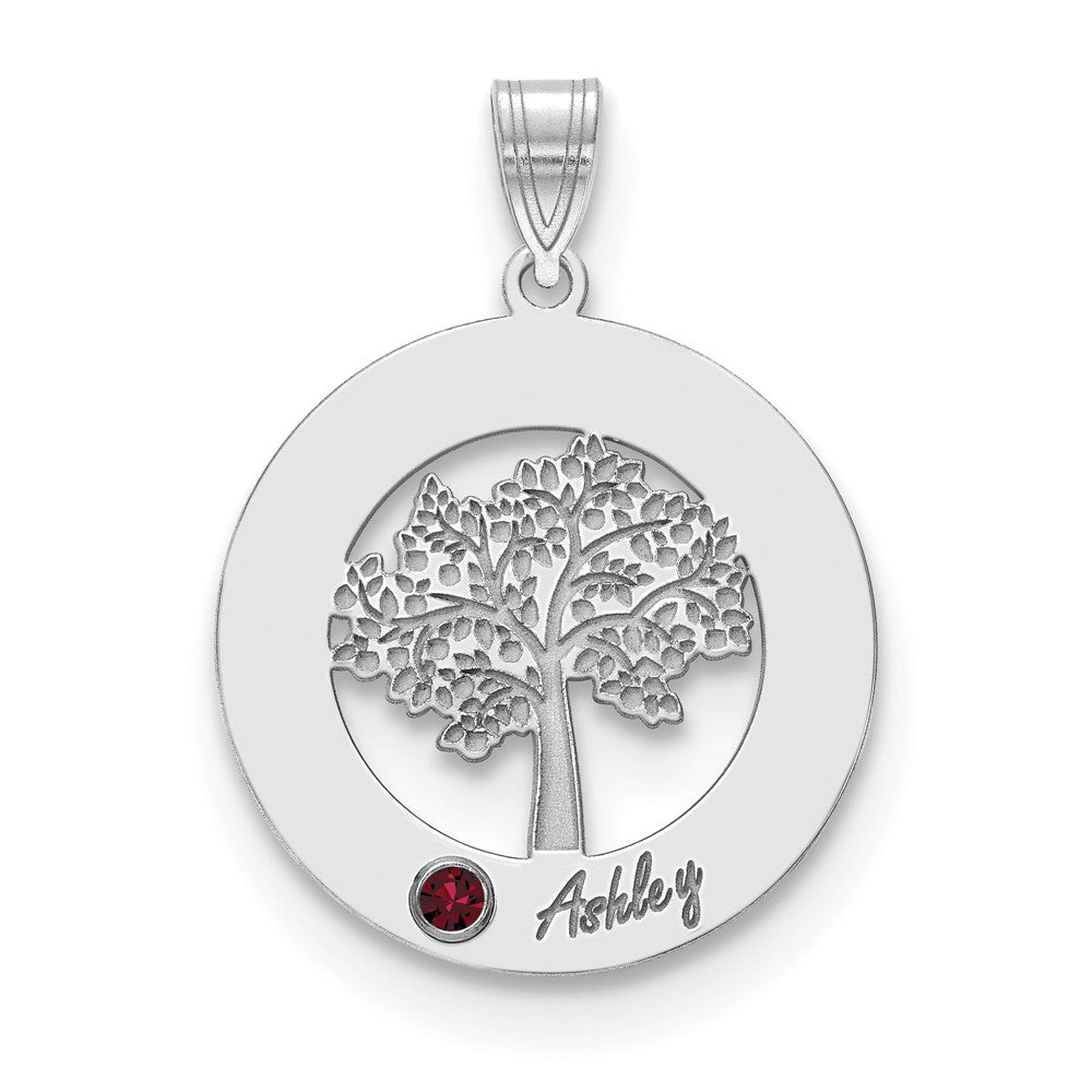 10KW Family Tree in Circle 1 Name and Birthstone w/ 14k Bezel Pendant