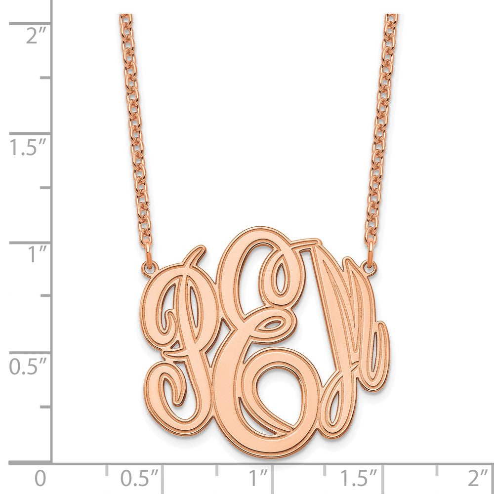 Sterling Silver/Rose-plated Etched Monogram Necklace