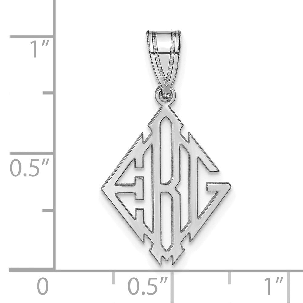 14k White Gold Diamond Shape Monogram Pendant