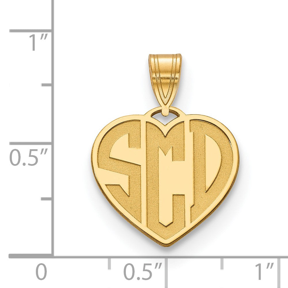 Sterling Silver/Gold-plated Etched Monogram Heart Necklace