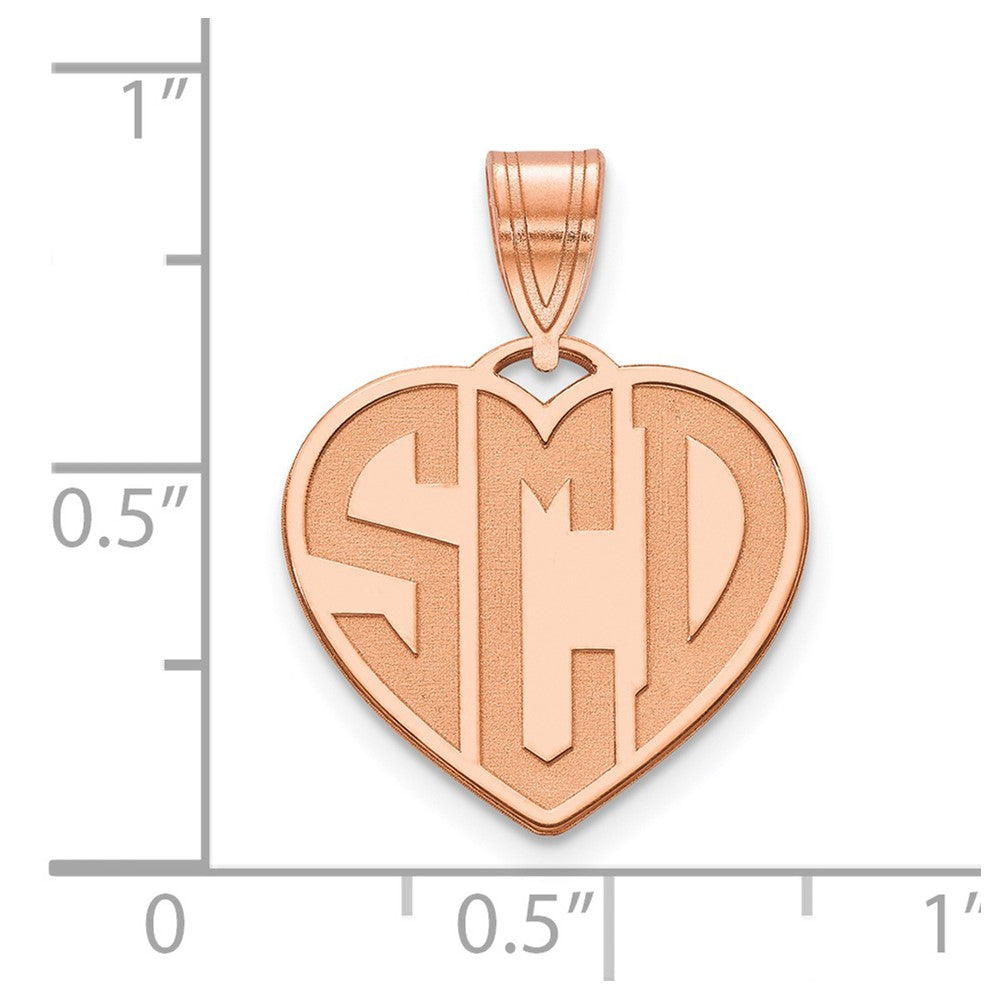 Sterling Silver/Rose-plated Etched Monogram Heart Necklace