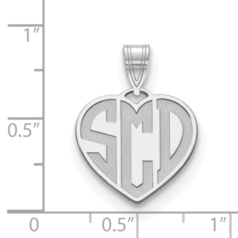 sterling Silver/Rhodium-plated Etched Monogram Heart Necklace