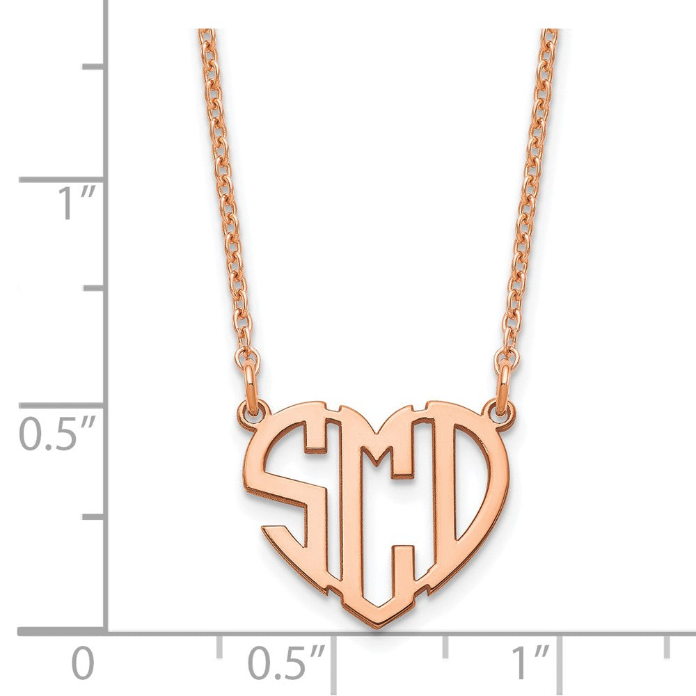 Sterling Silver/Rose-plated Heart Monogram Necklace