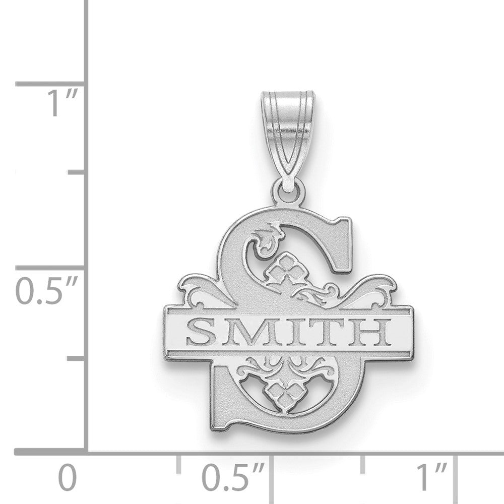 14k White Gold Initial and Family Name Pendant