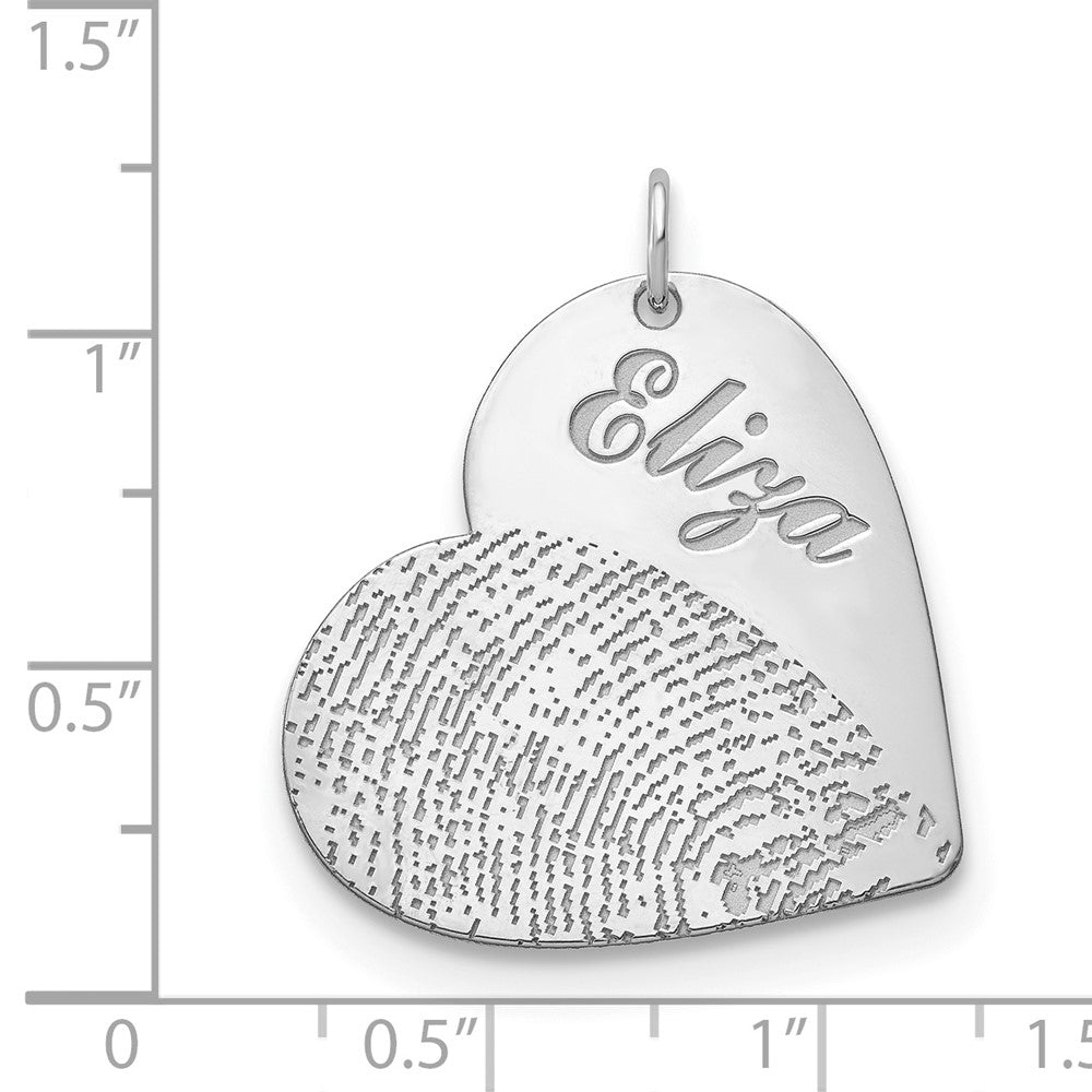 10k White Gold Name and Fingerprint Heart Charm