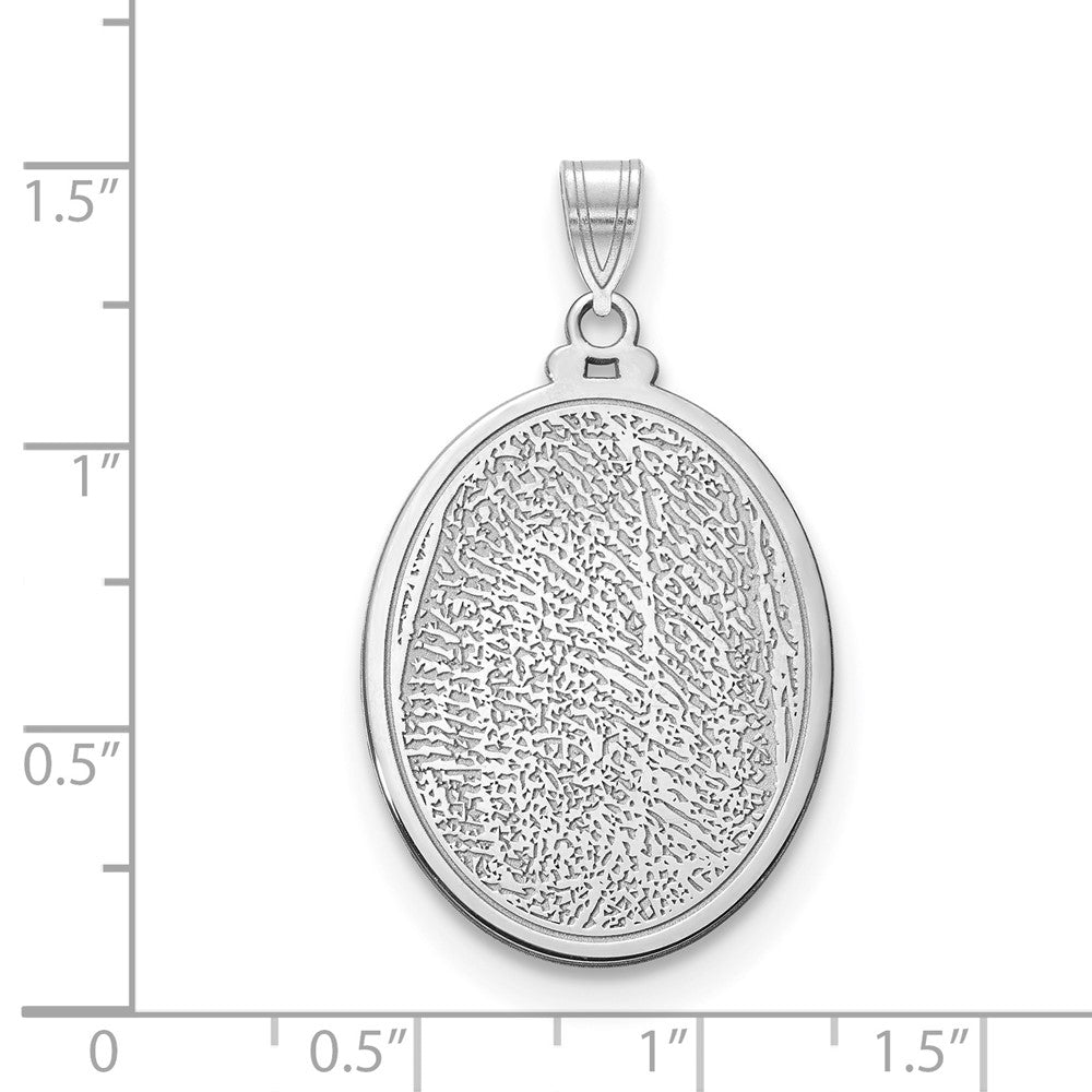 14k White Gold Oval Fingerprint Pendant