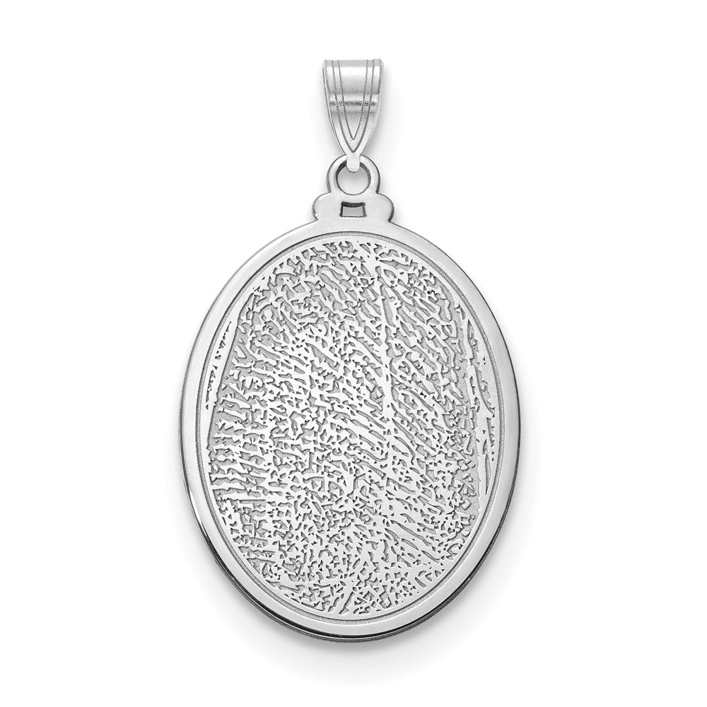 14k White Gold Oval Fingerprint Pendant