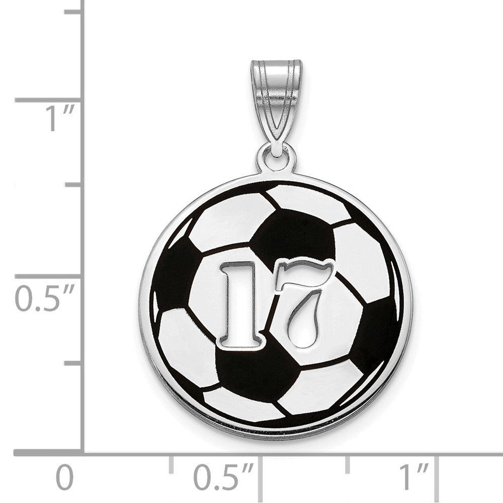 10k White Gold Epoxy Soccer Ball with Cut-out Number Pendant