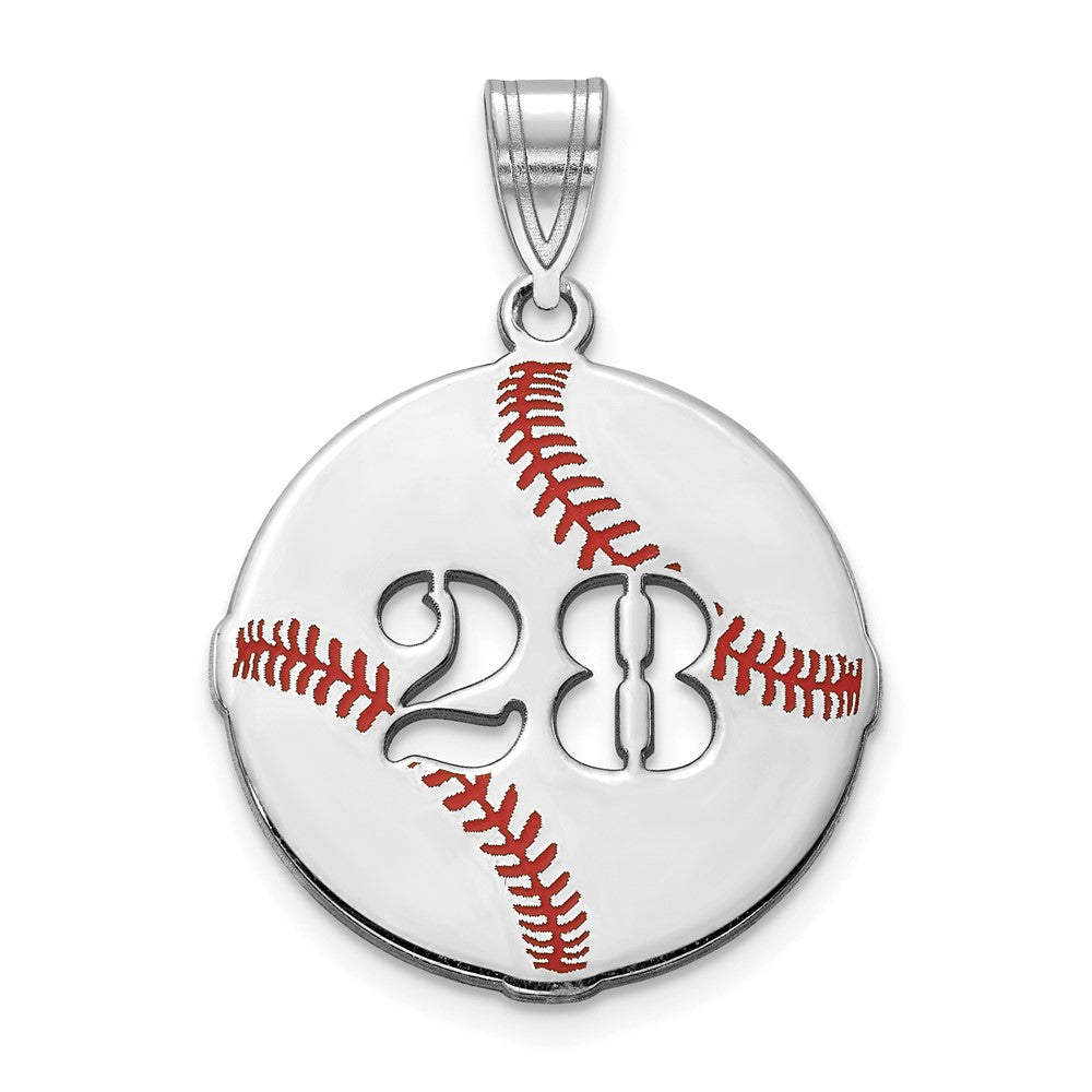 10k White Gold Epoxy Baseball with Cut-out Number Pendant