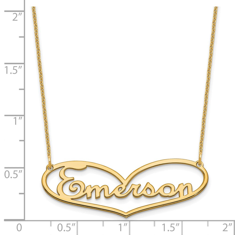 14k Yellow Gold Heart and Name Necklace