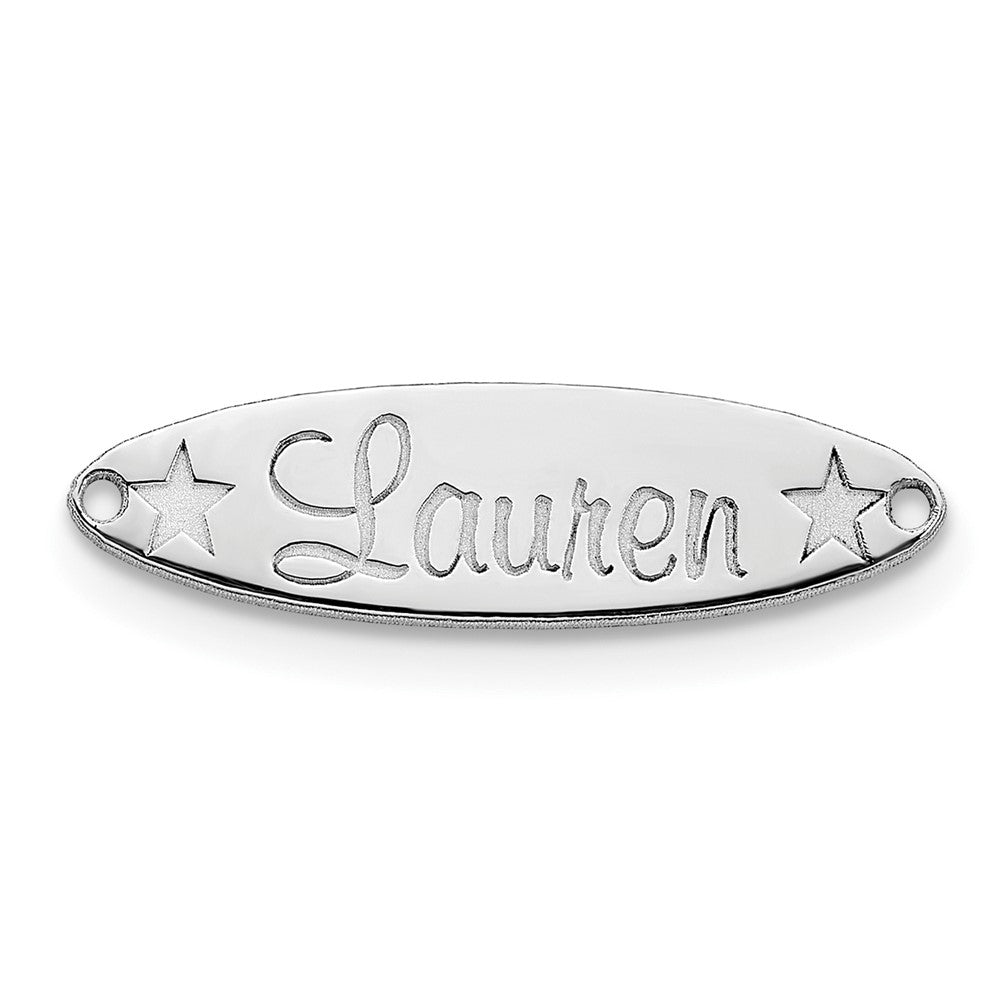 10k White Gold Oval with Stars Name Plate
