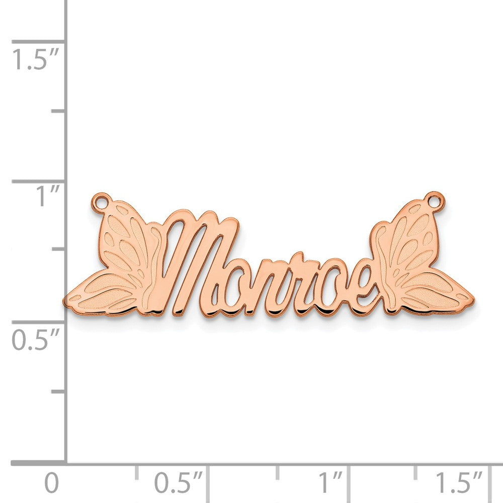 14k Rose Gold Butterfly Name Plate
