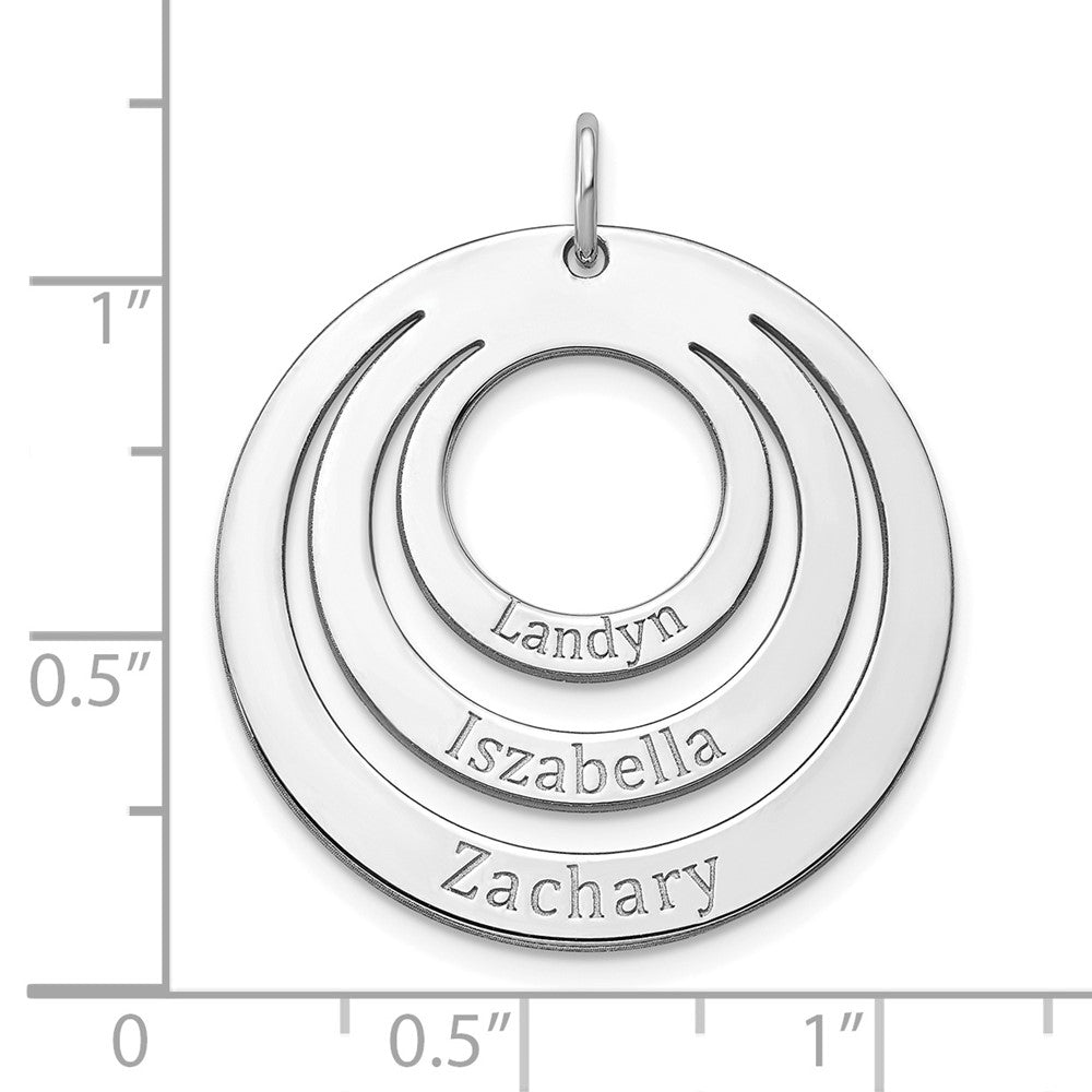 14k White Gold 3 Name Circle Charm