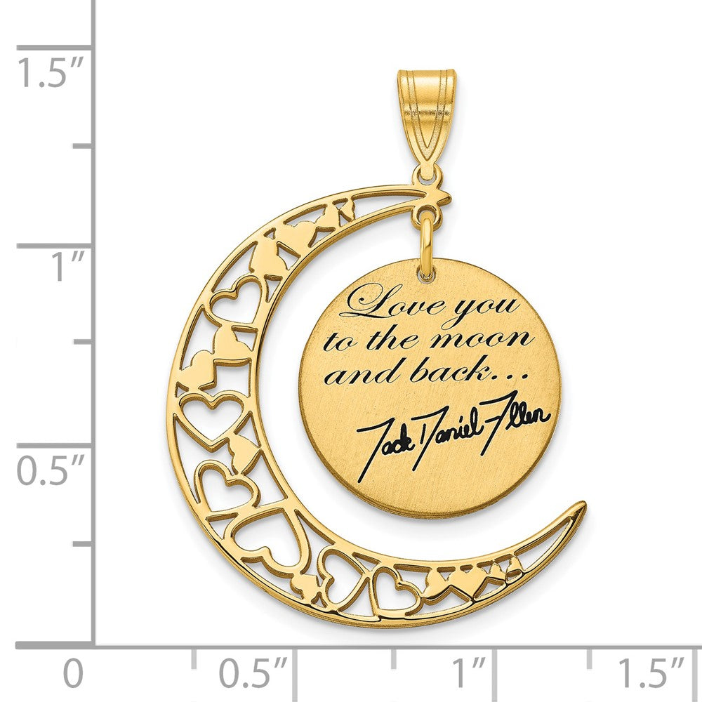 14k Yellow Gold LOVE YOU TO THE MOON Signature Pendant