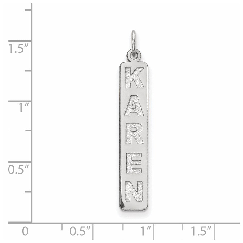 14k White Gold Large Arial Black New Font Bar Charm