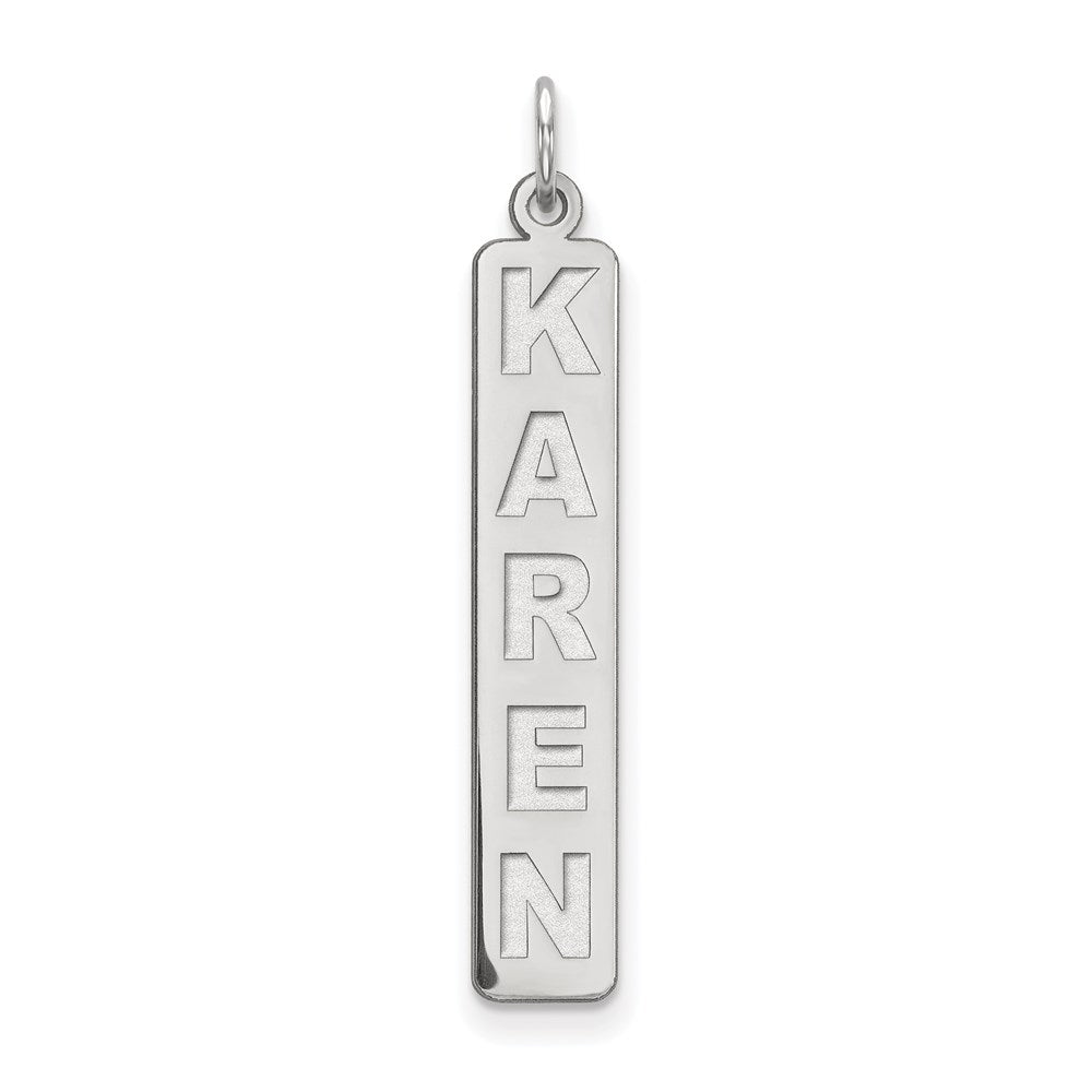 14k White Gold Large Arial Black New Font Bar Charm