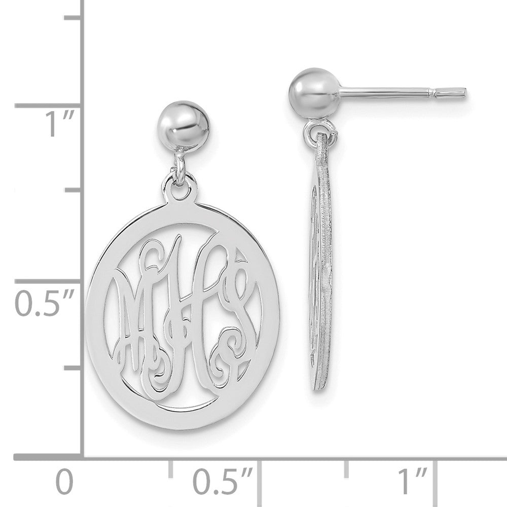 14k White Gold Monogram Dangle Earrings