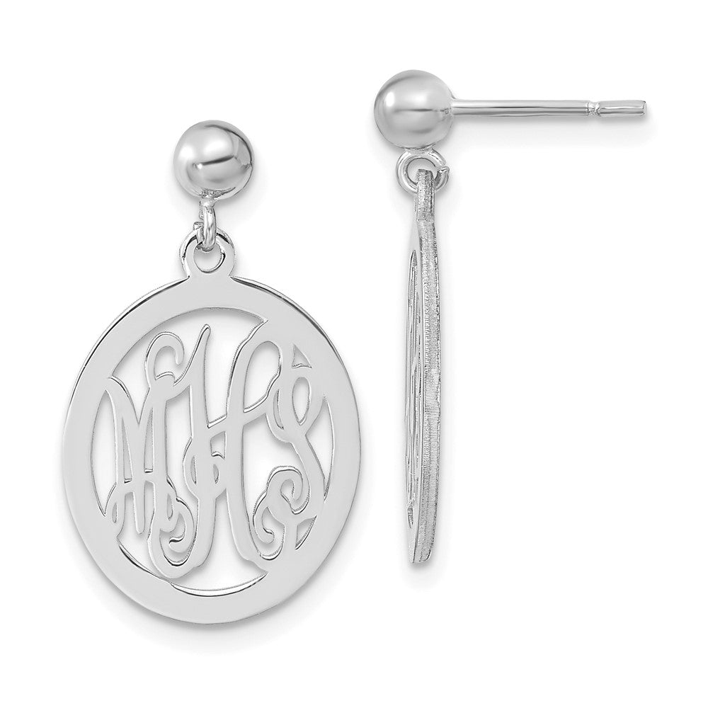 14k White Gold Monogram Dangle Earrings