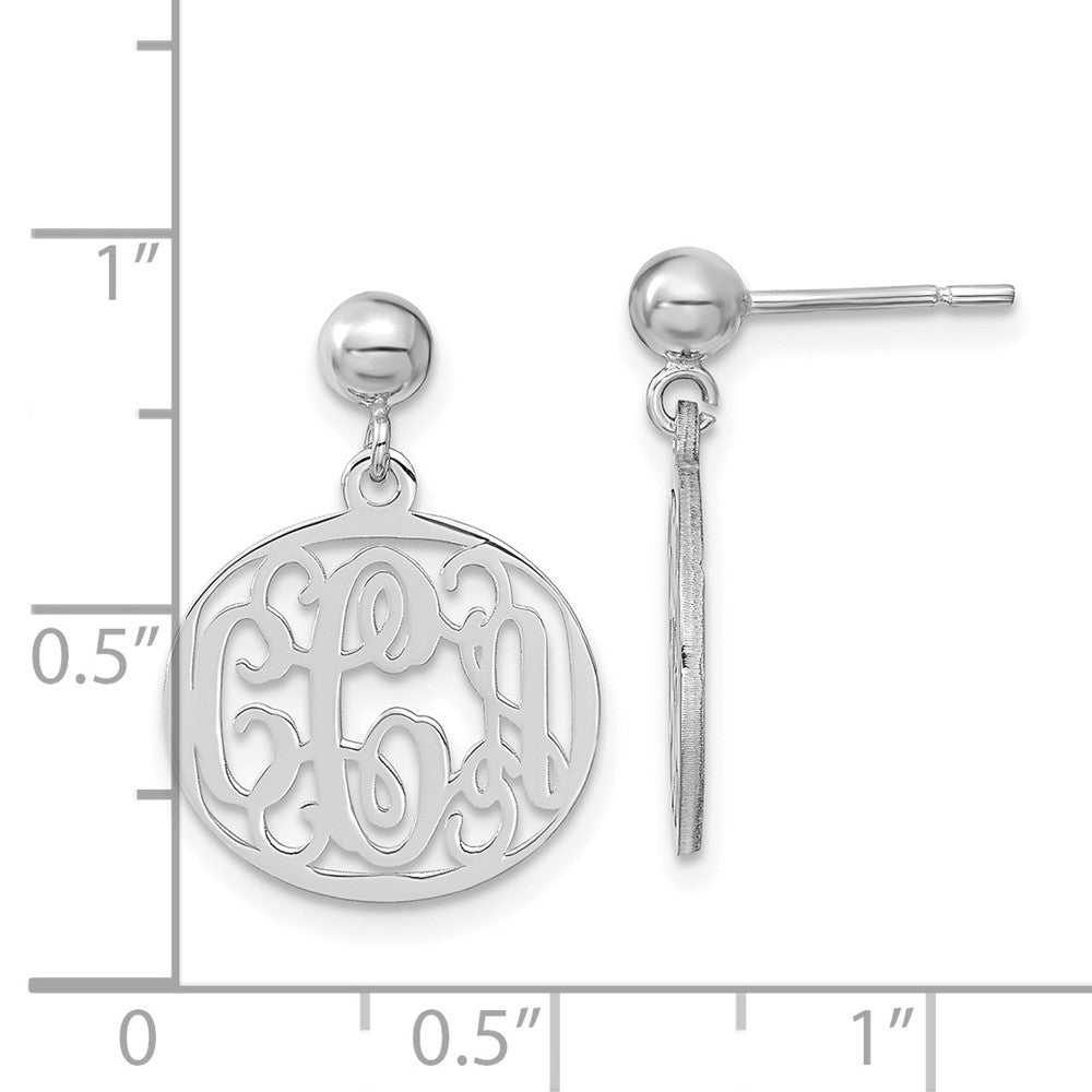 14k White Gold Monogram Dangle Earrings
