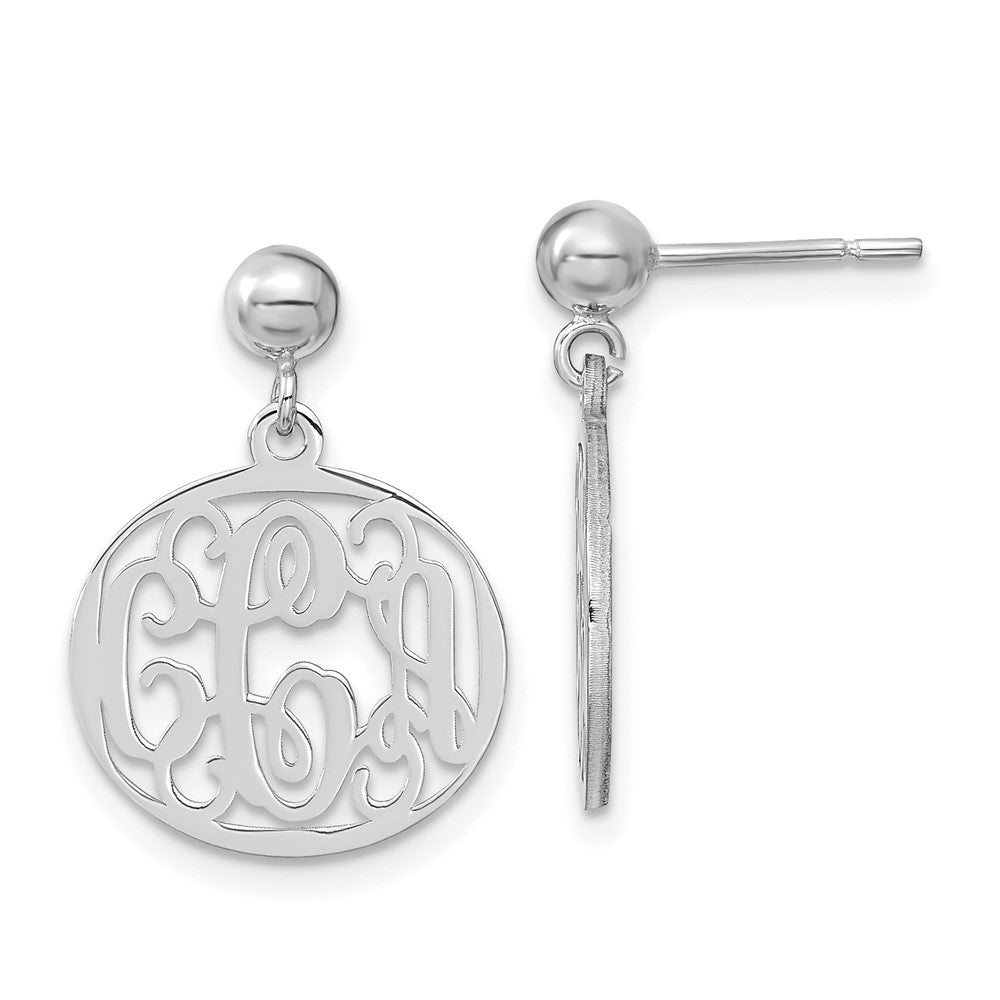 14k White Gold Monogram Dangle Earrings