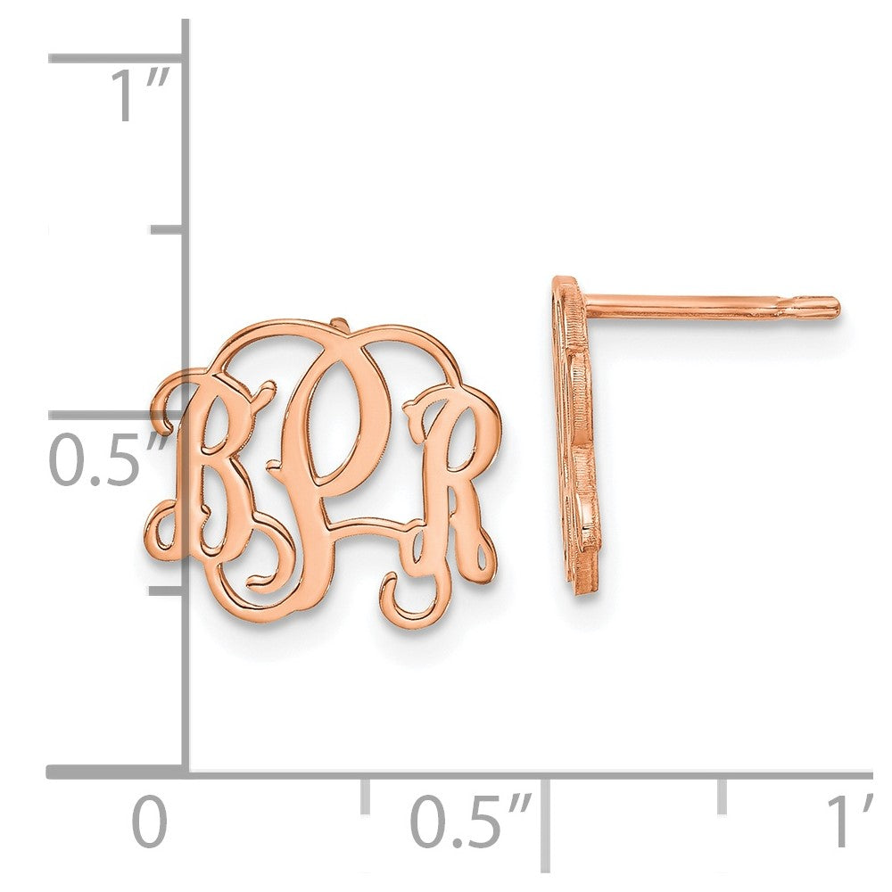 Sterling Silver/Rose-plated Monogram Post earrings
