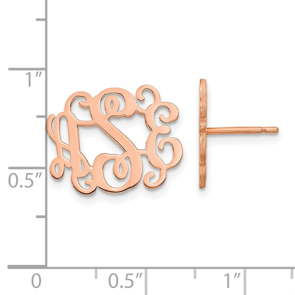 Sterling Silver/Rose-plated Monogram Post Earrings